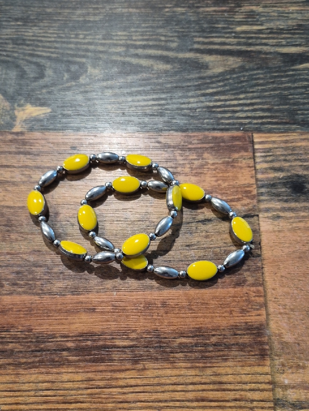 Yellow and Silver Stretch Bracelet Set - Women Jewelry